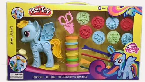 Изображение товара Большой Набор пластилина с Пони / Тесто пластилин для лепки, Райнбоу Дэш голубой / Play-Toy Тесто пластилин для лепки, набор Пони голубой