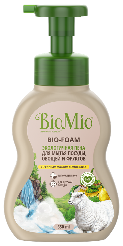 Пена для мытья посуды овощей фруктов BioMio Bio-foam Лемонграсс
