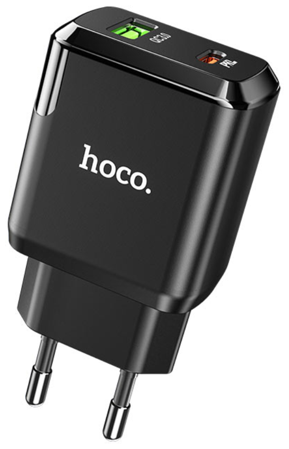 Сетевое зарядное устройство Hoco N5 Favor 1xUSB, 1xUSB-C, 3А, PD20W, QC3.0, черный