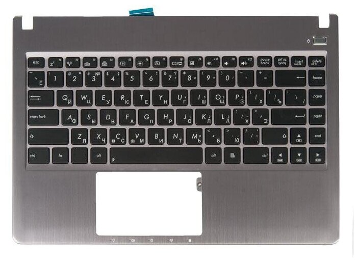 Клавиатура (топ-панель) для ноутбука Asus U47 черная с серебристым топкейсом и подсветкой