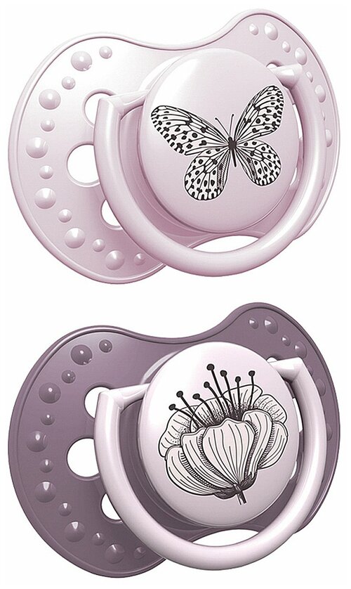 Пустышка Lovi динамическая, Botanic, силикон, 0-3 месяца, 2 шт, для девочки (530010026)