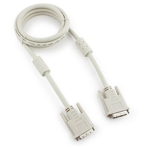 DVI кабель Cablexpert CC-DVI-6C, 1.8 м,19M/19M, экран, феррит. кольца кабель cable dvi d single link cablexpert cc dvi 6c 19m 19m 1 8м серый экран феррит кольца пакет cc dvi 6c