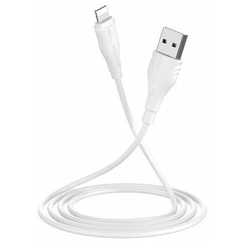 Кабель Borofone BX18 USB - Lightning 1.0м 2.0A силикон (Белый) кабель lightning ubik ul04ab 2 0a черный 1м пвх