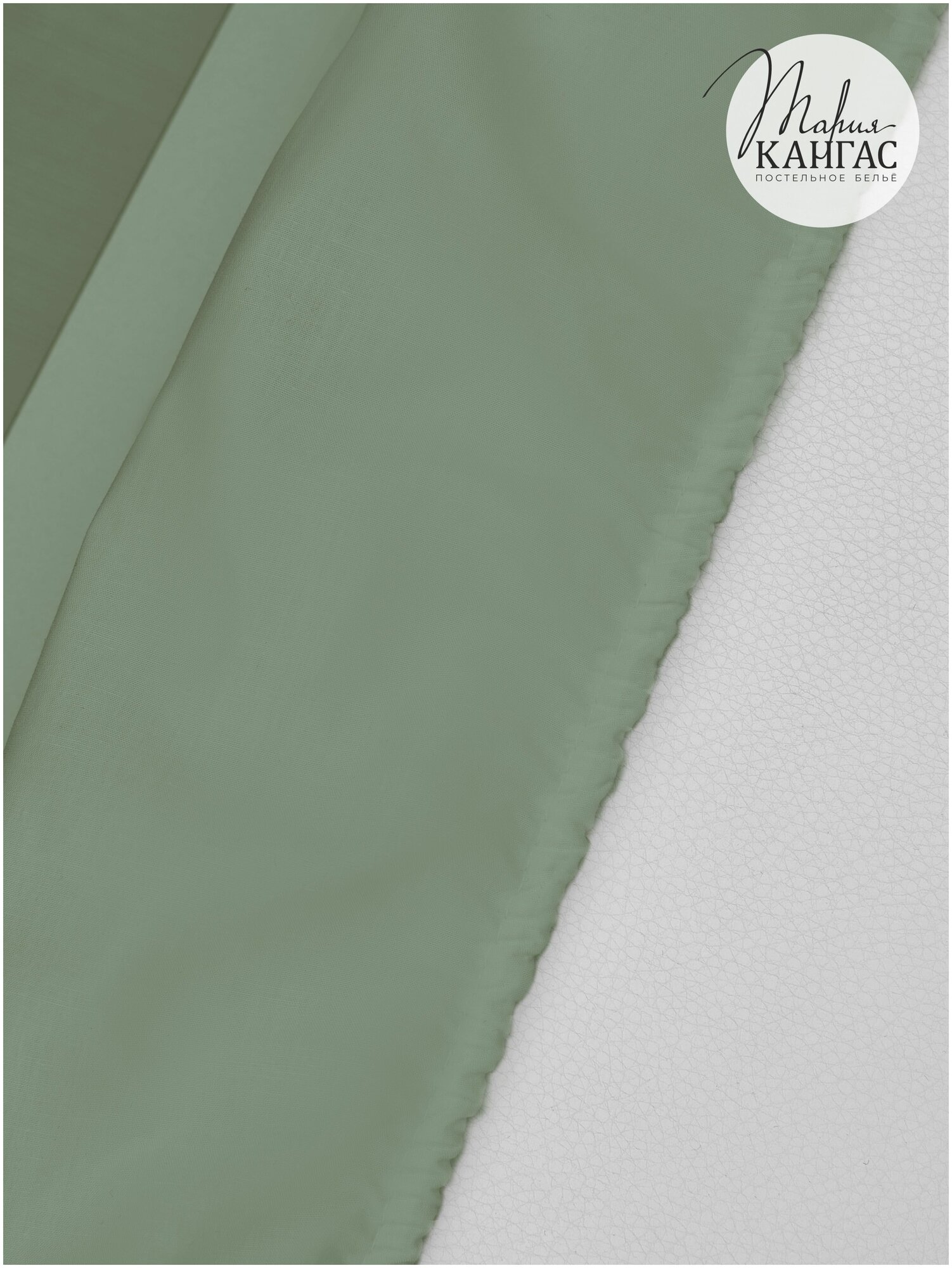 Простыня на резинке Мария Кангас Орхидея текстиль 90x200х26 хлопок лиоцелл серо-зеленая - фотография № 5
