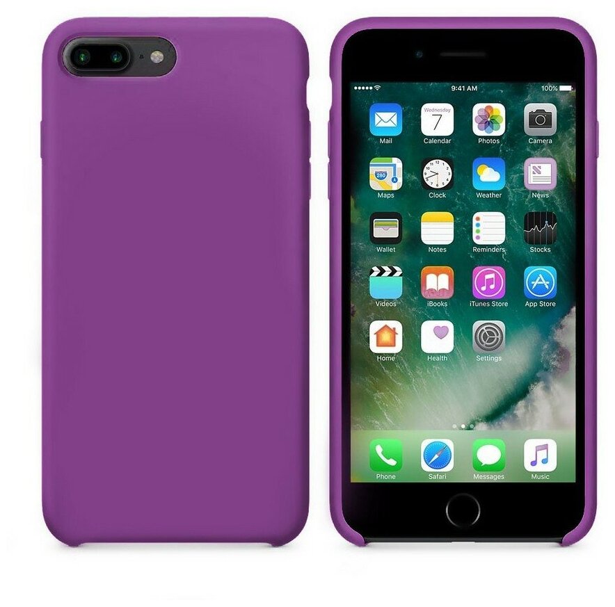 Силиконовая накладка без логотипа (Silicone Case) для Apple iPhone 7+/ iPhone 8+ темно-сиреневый