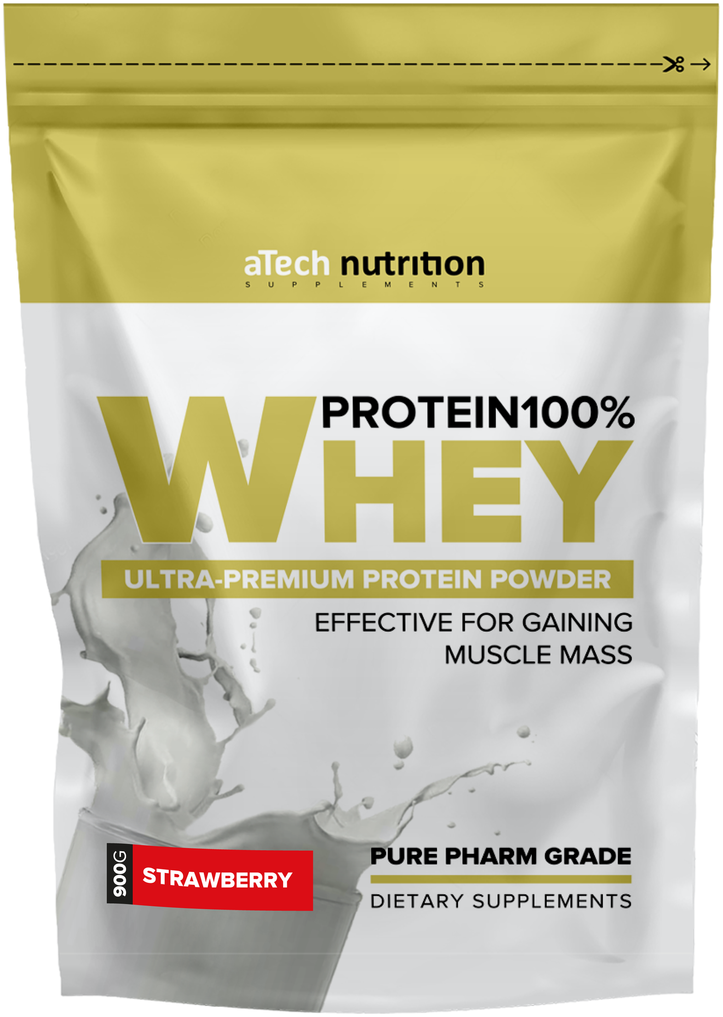 Специализированный пищевой продукт для питания спортсменов "Вэй протеин 100% Спешл Сериес" ("Whey protein 100% Special Series") пакет 0,9 кг со вкусом "Клубника"