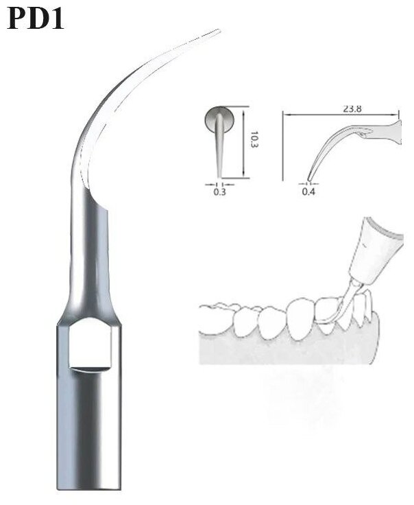 Насадка PD1 для скалера ультразвукового стоматологического , для снятия зубных отложений ( к подходит к DTE, Satelec, NSK ). 1 шт.