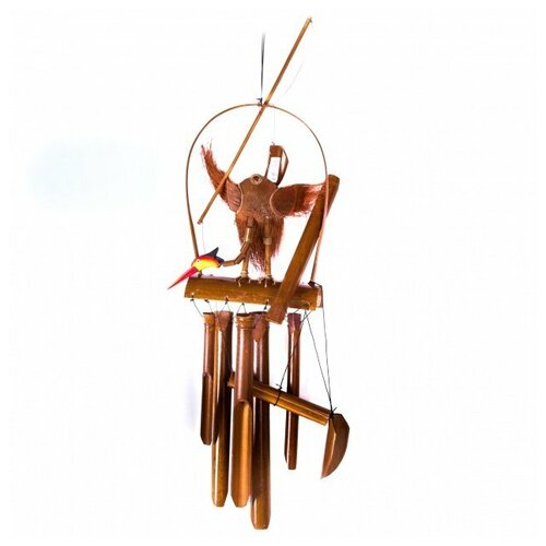 Подвесное украшение Музыка ветра Аист 6 трубок на бамбуке (Индонезия)