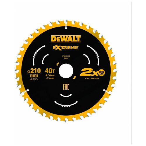 Диск пильный DeWalt Extreme 210х30, 40Т АТВ7 DT20433 .