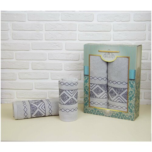 фото Ambiance набор полотенец phillis цвет: серый (50х90 см,70х140 см)