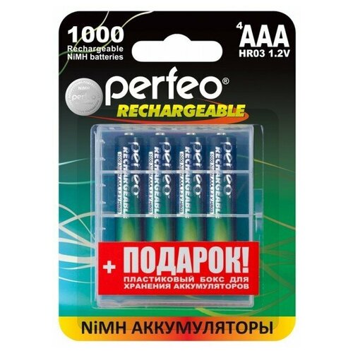 фото Аккумулятор perfeo aaa1000mah/4шт+box