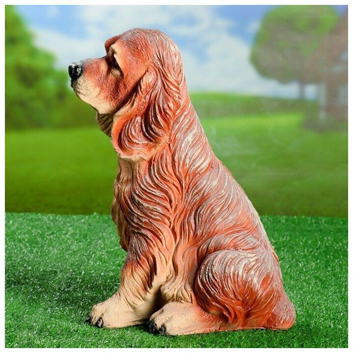 Садовая фигура "Собака Спаниель cидящий" рыжий, 35х25см - фотография № 2