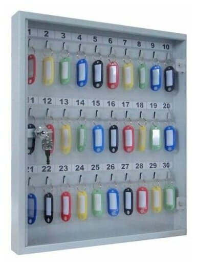 Ключница с прозрачной дверцей КЛС-30 (с брелоками на 30 ключей)