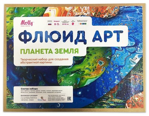 Набор для рисования жидким акрилом Флюид Арт Планета Земля, Molly