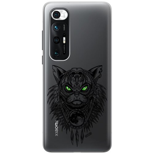 Ультратонкий силиконовый чехол-накладка Transparent для Xiaomi Mi 10S с 3D принтом Shaman Cat ультратонкий силиконовый чехол накладка transparent для xiaomi mi 9 с 3d принтом grand cat