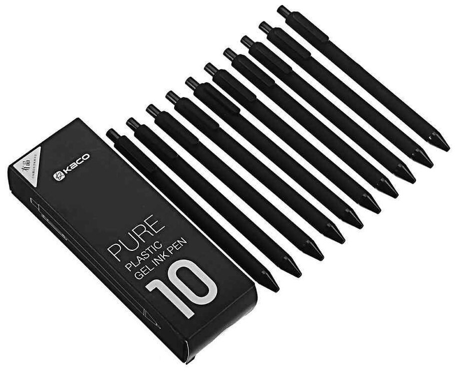 Набор гелевых ручек Kaco Pure Plastic Gel Ink Pen 10 Pack (Black)