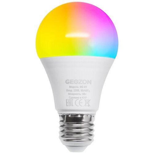 GEOZON RG-01 Умная LED лампа RGB /E27/А60/9W/Wi-Fi/AC 220-250В, 50/60Гц/806lm/white GSH-SLR01