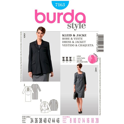 Выкройка Burda 7163-Жакет, Платье для будущей мамы выкройка burda 7165 брюки для будущей мамы