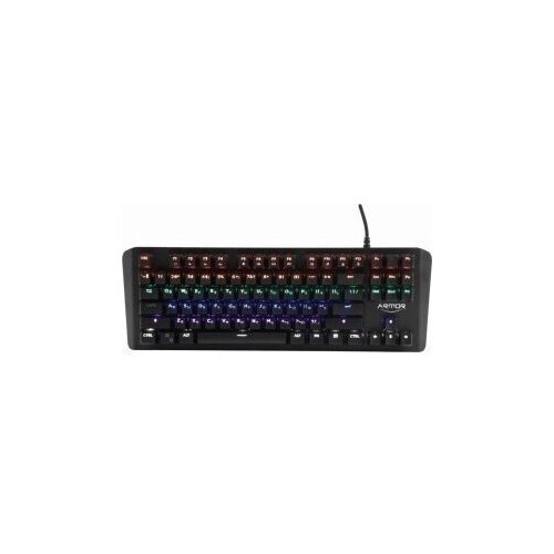 CBR KB 882 Armor, Клавиатура механическая игровая, USB, 87 кл., свитчи Outemu Blue, Anti-Ghosting, N-key rollover, Rainbow LED, 60 млн. наж., прорезин. ножки, корпус металл, длина кабеля 1,8 м