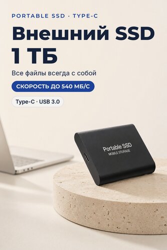 Изображение товара Внешний жёсткий диск 1 тб, SATA, для Windows, Apple, ударопрочный, переходник в комплекте