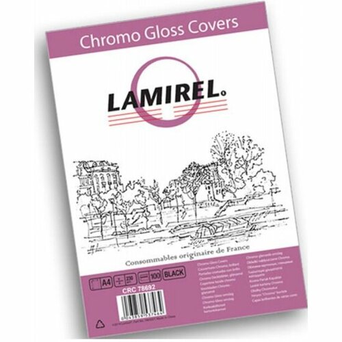 Обложки для переплета картонные Lamirel Chromolux A4, глянцевые, цвет: черный, 230г/м, 100 шт