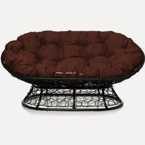 Изображение товара Диван садовый M-group Мамасан ротанг черный + коричневая подушка