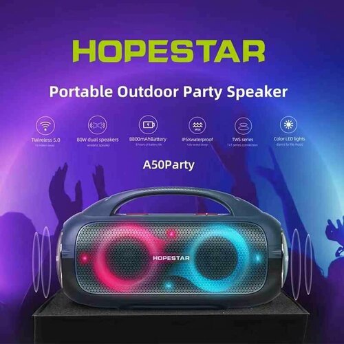 Беспроводная Bluetooth колонка портативная Hopestar-A50 party Аккумулятор 8800 мАч Поддержка режима воспроизведения U-диска Tf-карты AUX 794900₽