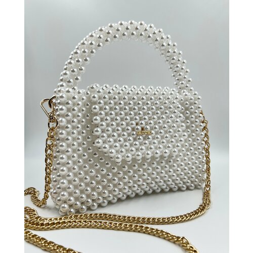 Сумка кросс-боди , фактура плетеная, белый