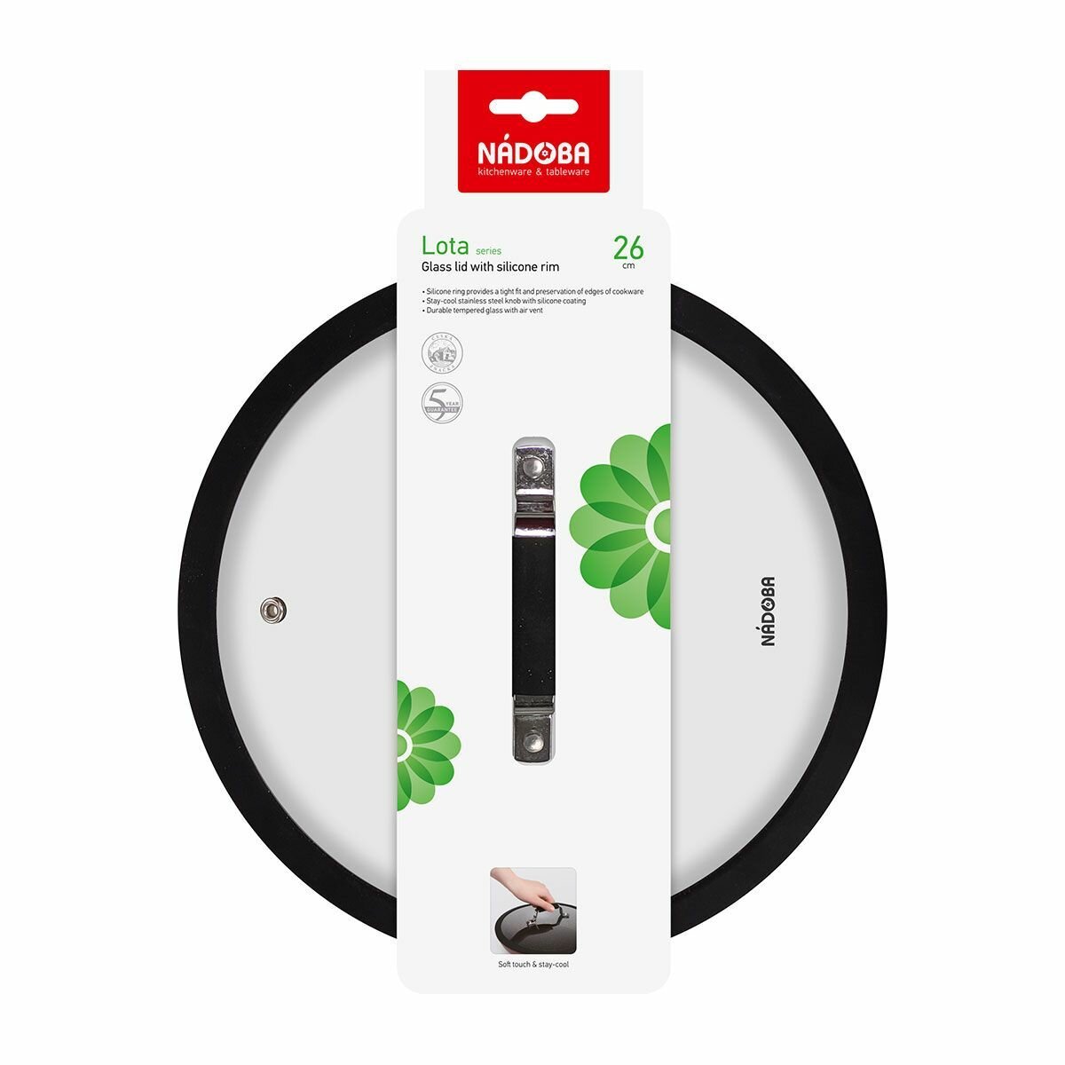 Крышка для сковороды и кастрюли Nadoba, LOTA, 26 см с пароотводом — фото 1