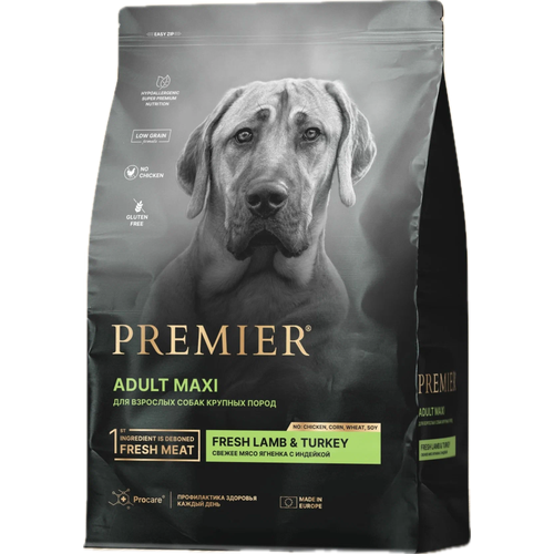 Сухой корм для собак Premier Dog Fresh Lamb&Turkey ADULT MAXI (Свежее мясо ягненка с индейки для взрослых собак крупных пород) 10 кг