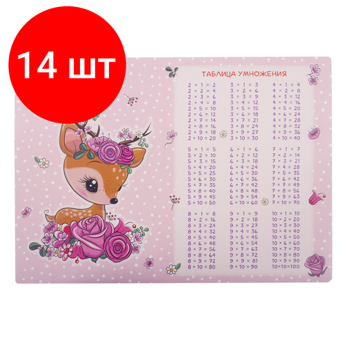 Комплект 14 шт, Настольное покрытие юнландия, А3+, пластик, 46x33 см, Fawn, 270395