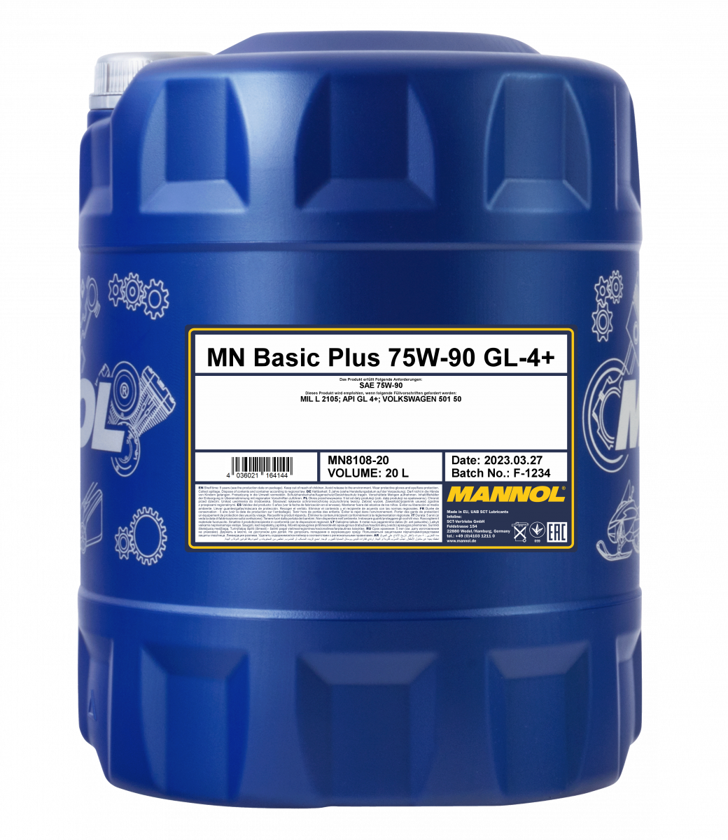 MANNOL 1386 Масо трансмиссионное . дя МКПП BASIC PLUS GETRIEBEOEL 75w-90 (20)