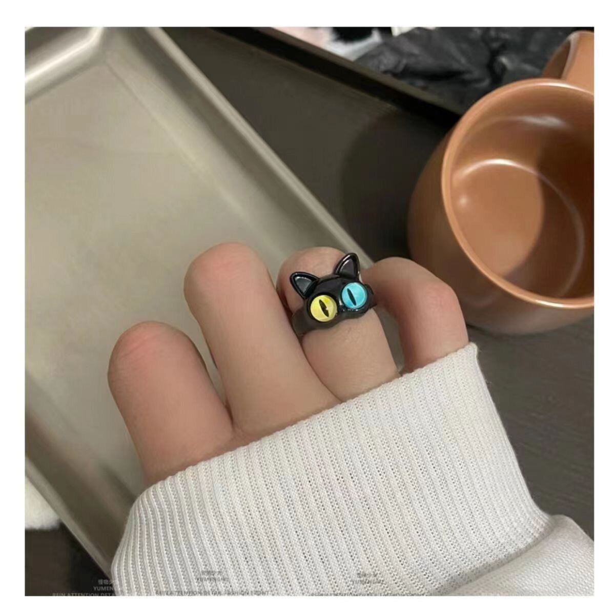 Кольцо-кулон, эпоксидная смола, безразмерное, черный — фото 1