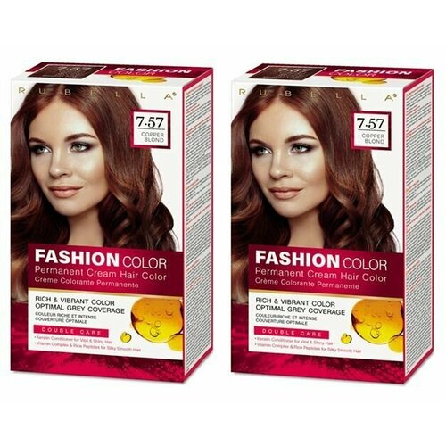 RuBella Краска для волос Fashion Color, тон 7.57 Copper Blond, 50/50/15 мл, 2 уп