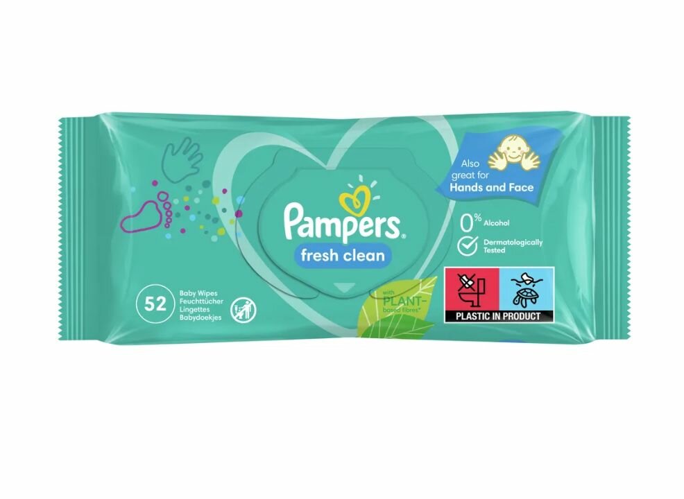 Влажные салфетки для детей Памперс Baby Fresh Clean (52шт х уп), 2уп.