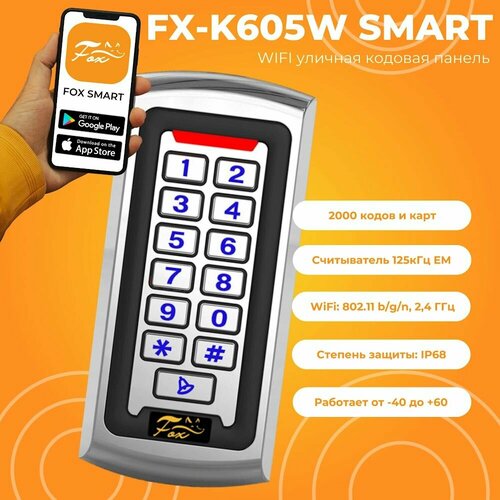 Кодонаборная WiFi панель Fox FX-K605W Smart уличного исполнения rp10 se black считыватель smart карт