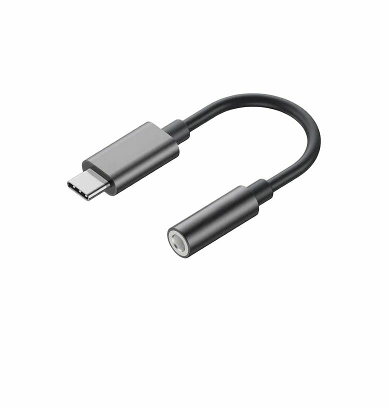 Переходник USB Type-C-Jack 3.5 мм для наушников, черный