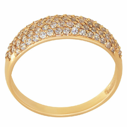 Кольцо РОСТЗОЛОТО, красное золото, 585 проба, фианит, размер 15.5, красный, золотой