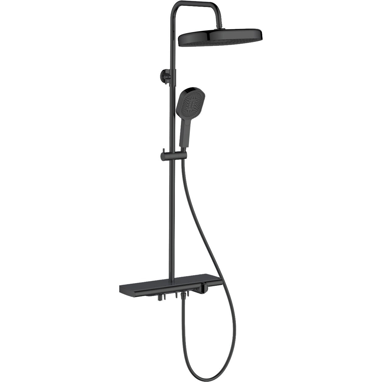 фото Душевая система ESKO ST350Black верхний/ручной душ, смеситель с коротким изливом, черный матовый