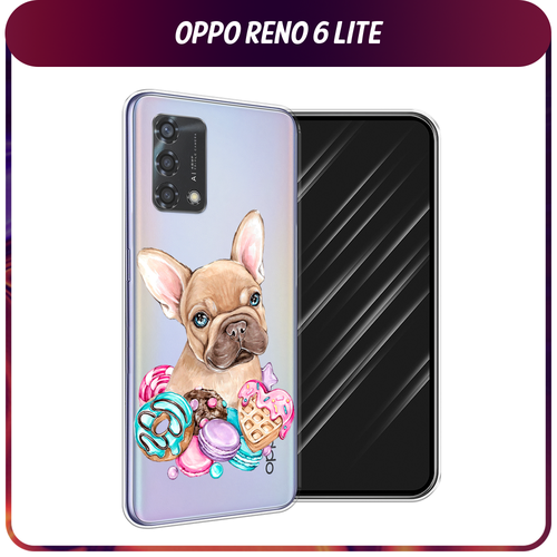 Силиконовый чехол на Oppo Reno 6 Lite / Оппо Рено 6 Лайт Бульдог и сладости, прозрачный силиконовый чехол на oppo reno 6 lite оппо рено 6 лайт розовые пионы