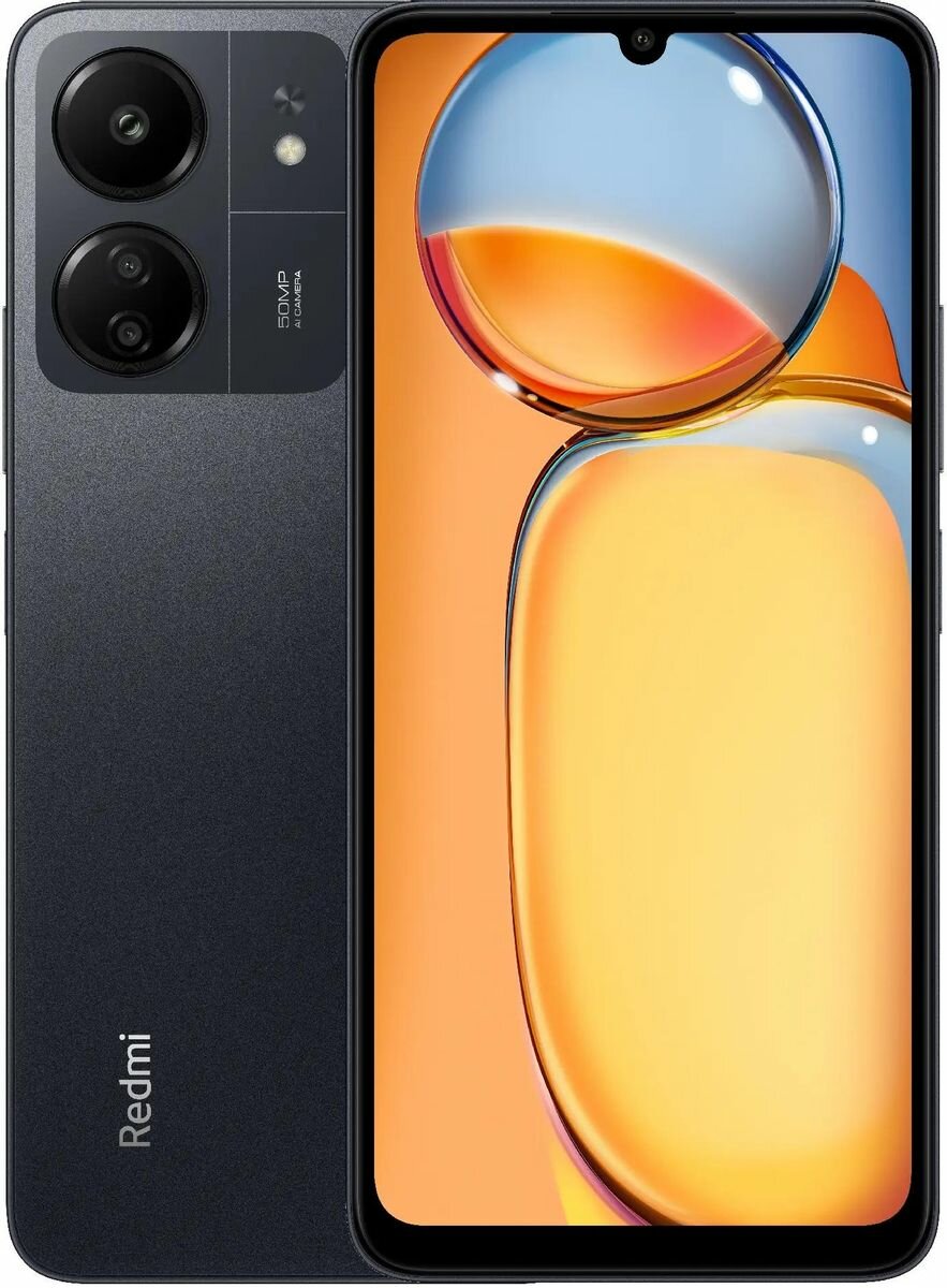 Смартфон Xiaomi Redmi 13C, камера 50 Мп, экран 6.74", Android 13, 8 Гб/256 Гб, чёрный