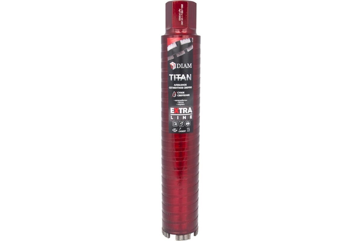 Алмазное сегментное сверло (коронка) DIAM EXTRA LINE TITAN 52x300x1,1/4UNC 313022 - фото №3