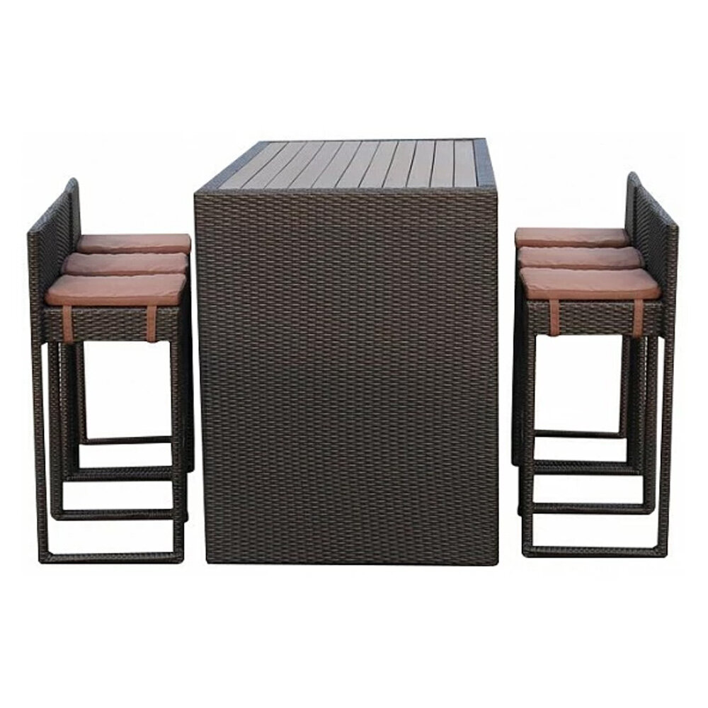 Барный комплект плетеной мебели T390AD/Y390A-W63_6Pcs Brown