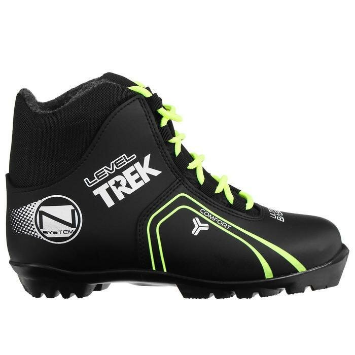 Ботинки лыжные TREK Level 1 NNN, цвет чёрный, лого неон, размер 38
