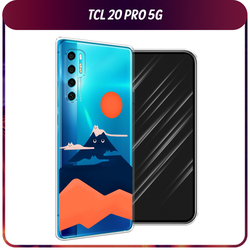 Силиконовый чехол на TCL 20 Pro 5G / ТСЛ 20 Про 5G Кот-гора, прозрачный силиконовый чехол на tcl 20 pro 5g тсл 20 про 5g beautiful day vector прозрачный