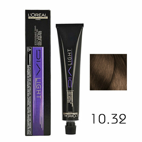 Краска для волос Dia Light 10.32 50 мл L'Oreal Professionnel Dia Light 10.32 50ML VF58 50 мл краска для волос l oreal professionnel гель краска для волос без аммиака l oreal professionnel dia light 6 11 темный блондин пепельный интенсивный