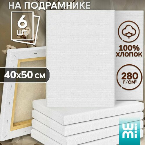 Холсты WiMi на подрамнике 4050 см мелкое зерно набор 6 штук 1945₽