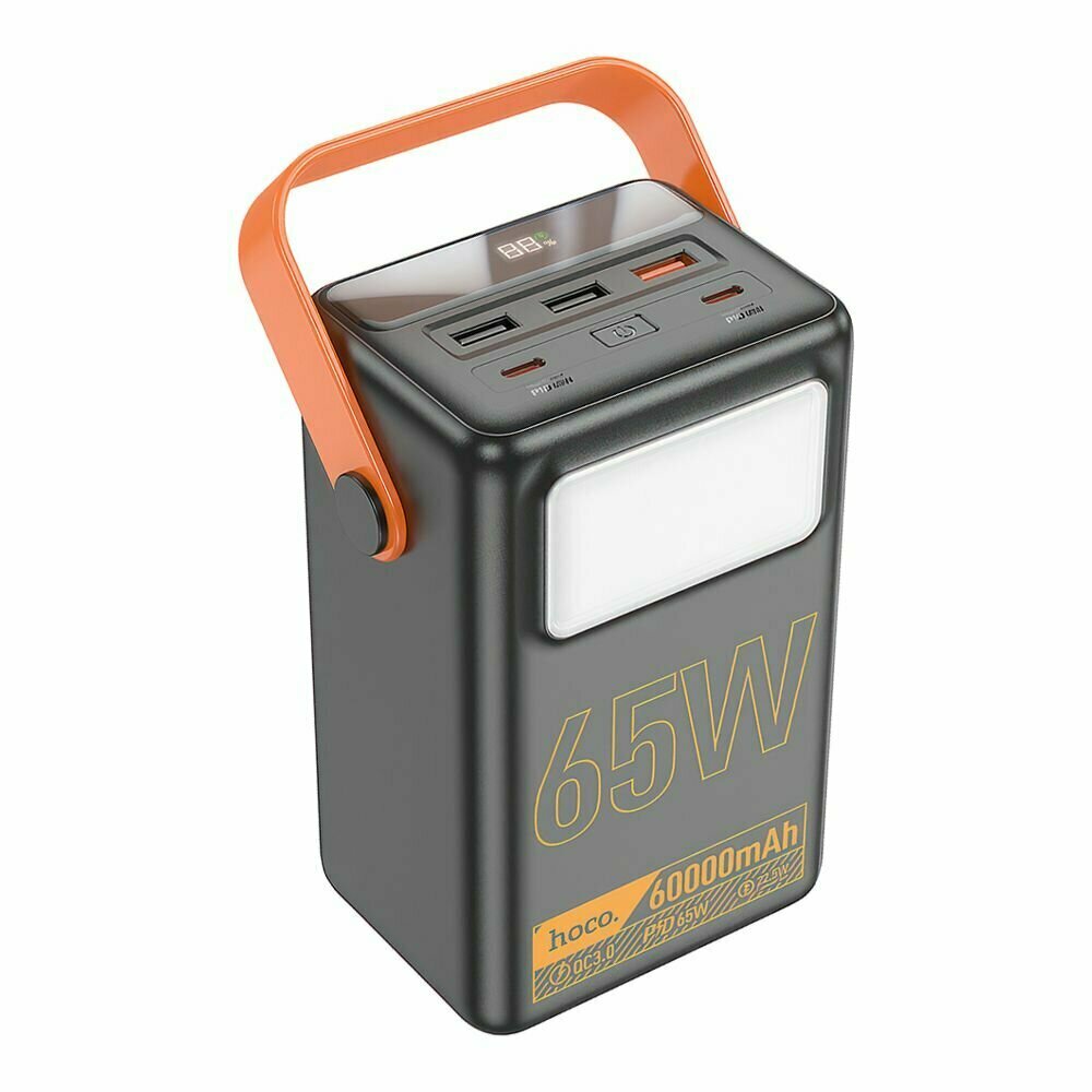 Внешний АКБ HOCO J110A Powerful 60000 mAh, 3xUSB, 2xUSB-C, 3А, QC 3.0, PD65W, LED дисплей, фонарик,