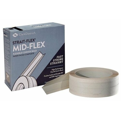 Углоформирующая армирующая лента Strait-Flex Mid-Flex 300 с усиленной пластиковой вставкой, ширина 76мм, 30 м в рулоне