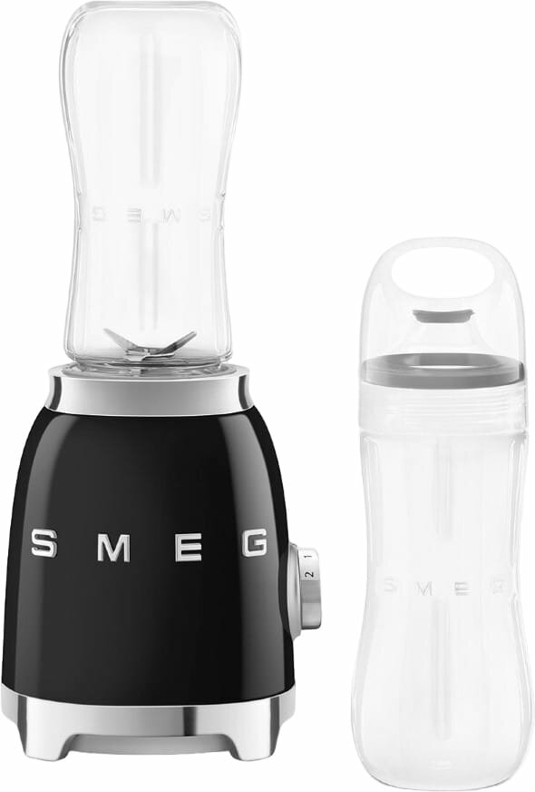Блендер Smeg PBF01BLEU, 2 бутылки для смузи, колка льда, мощность 300 Ватт, защита от перегрева — фото 1